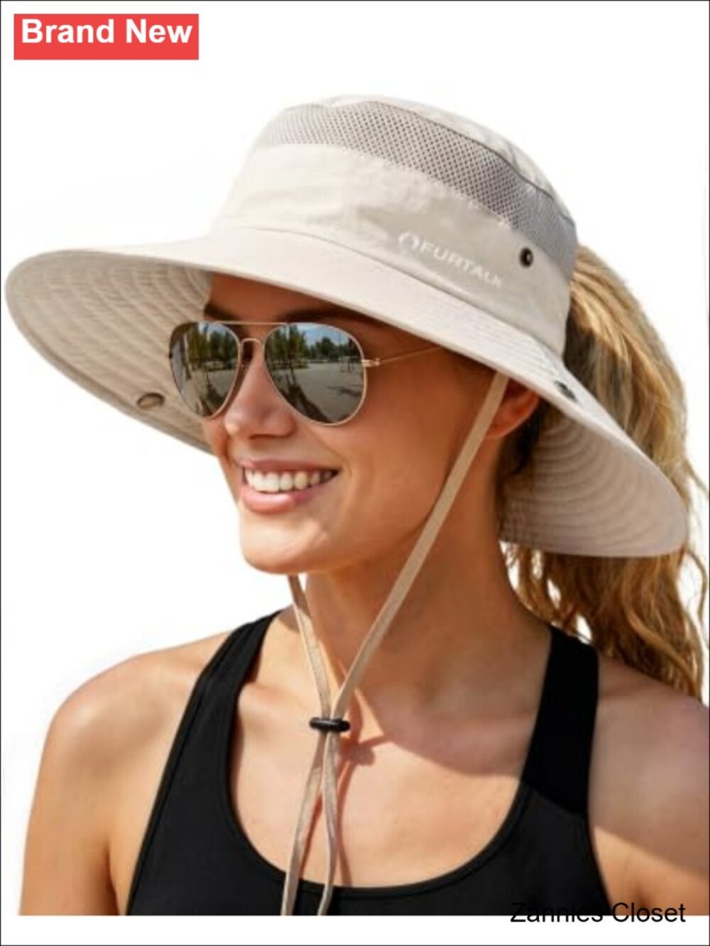 🤠 FURTALK Women's UV Protection Wide Brim Ponytail Sun Hat Foldable Nylon